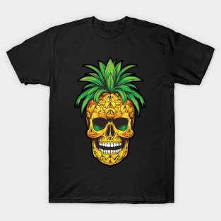 Hawaiian Skull Pineapple Tropical Vacation Graphic T-Shirt